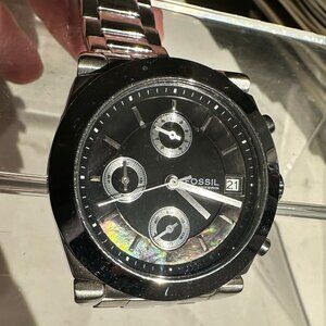 Fossil Black Mother of Pearl Ring Watch Unisex